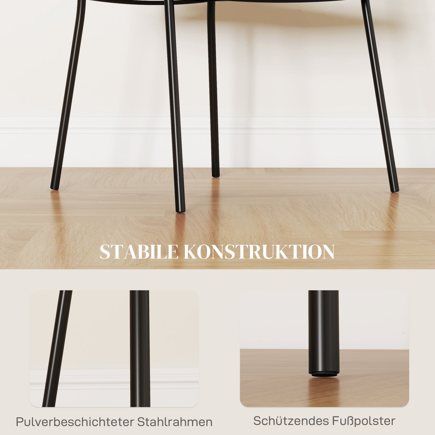 2er-Set Esszimmerstühle Samt Grau mit Rückenlehne & Stahlbeinen