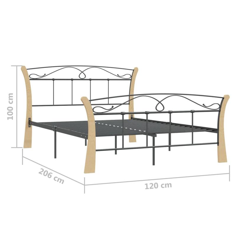 Bettgestell aus schwarzem Metall 120X200 cm