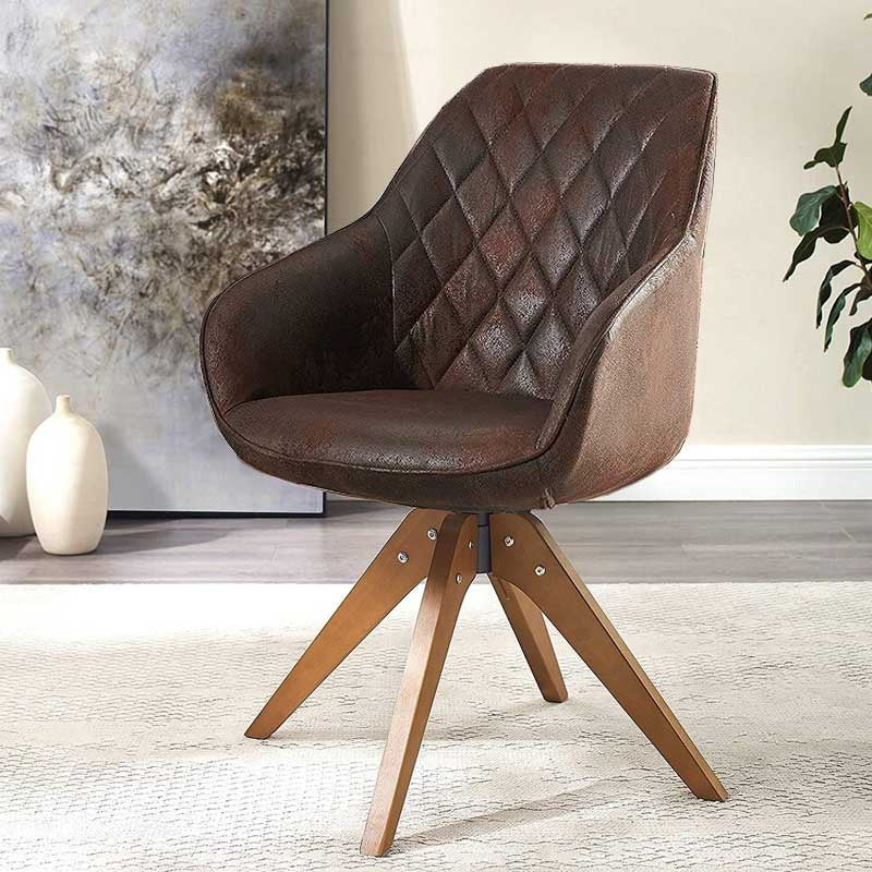 Bequemer Vintage Bürodrehstuhl - Ecopelle & Holz