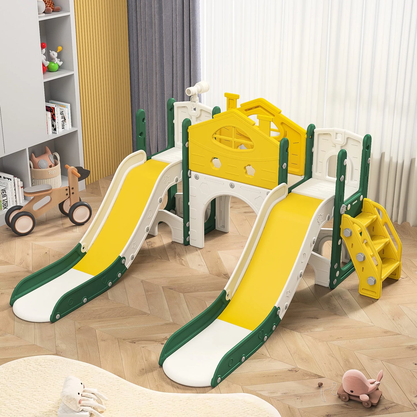 7-in-1 Kinder-Doppelrutsche