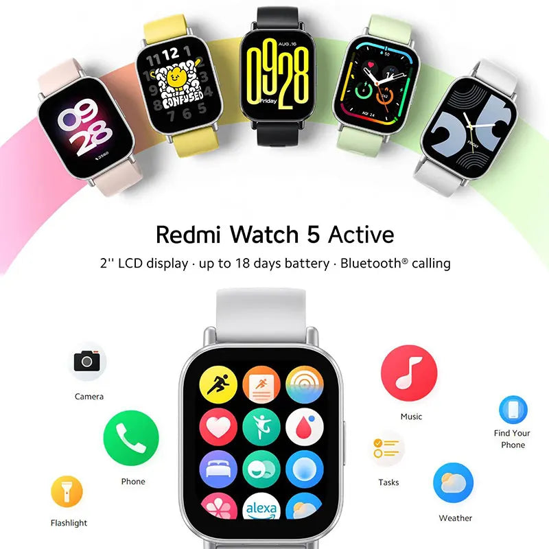Xiaomi Redmi Watch 5 Active: Smartwatch mit Bluetooth 5.3, Blutsauerstoff & 2 Zoll LCD