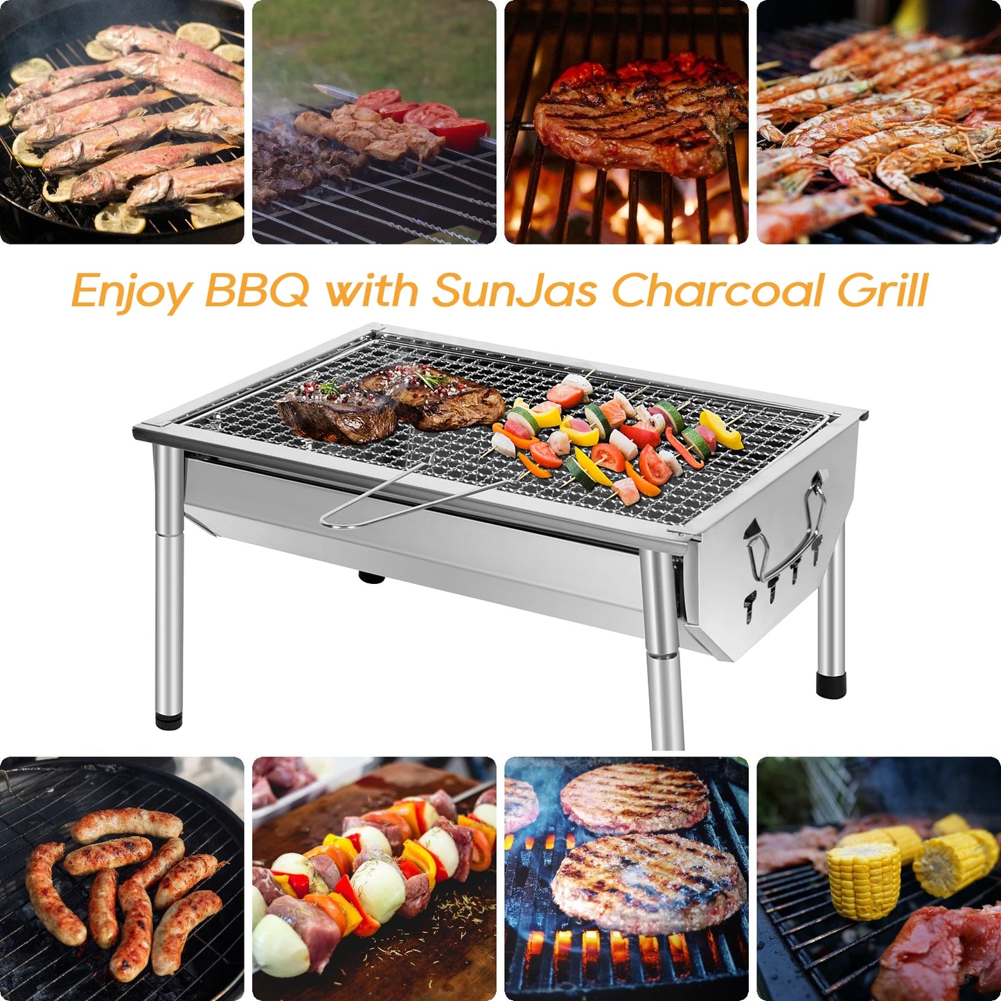 Edelstahl Holzkohle-Picknickgrill – Klein, tragbar & abnehmbar