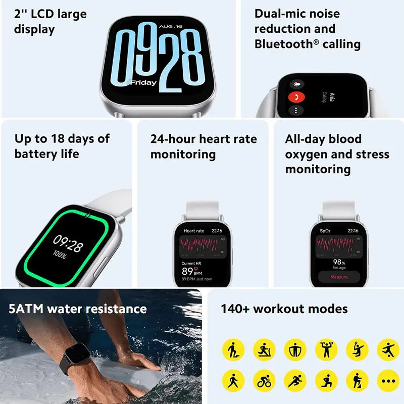 Xiaomi Redmi Watch 5 Active: Smartwatch mit Bluetooth 5.3, Blutsauerstoff & 2 Zoll LCD