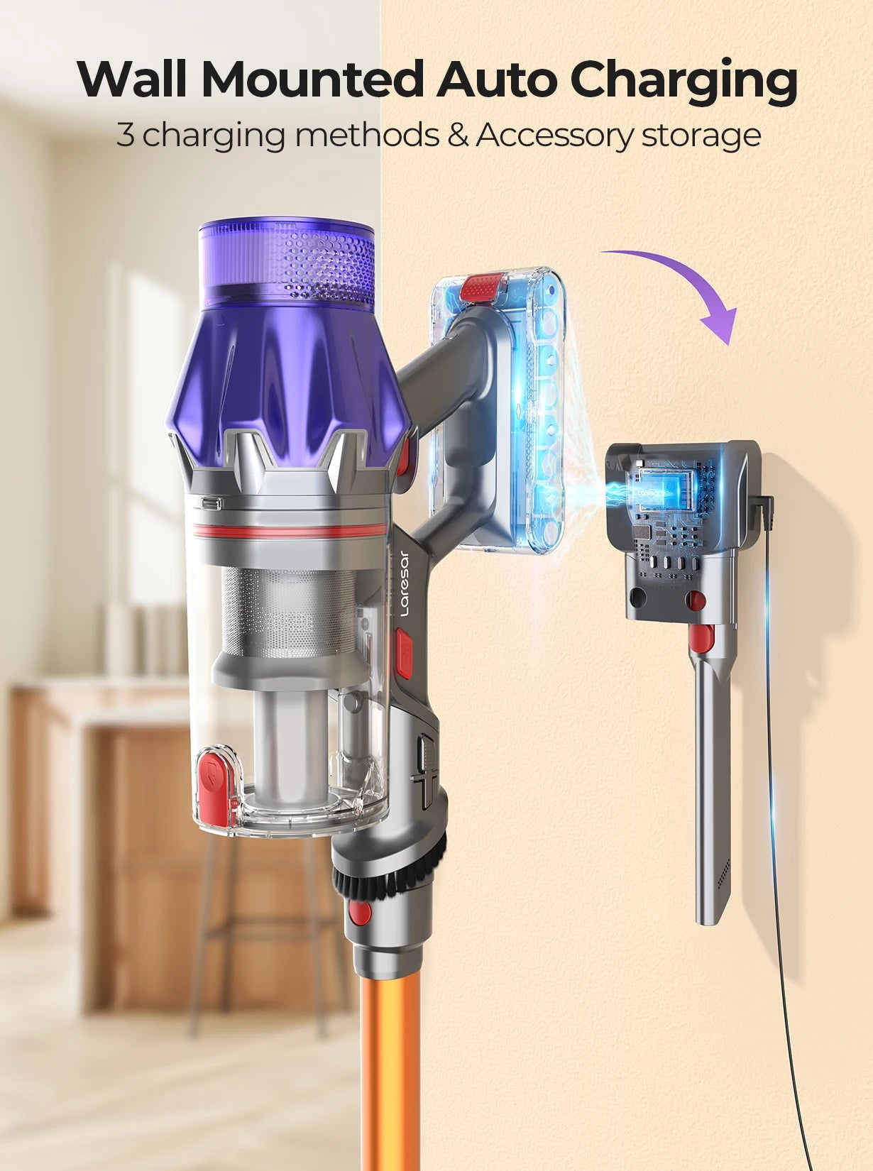 Laresar V7 500W 50000PA Akku-Staubsauger - Trasti
