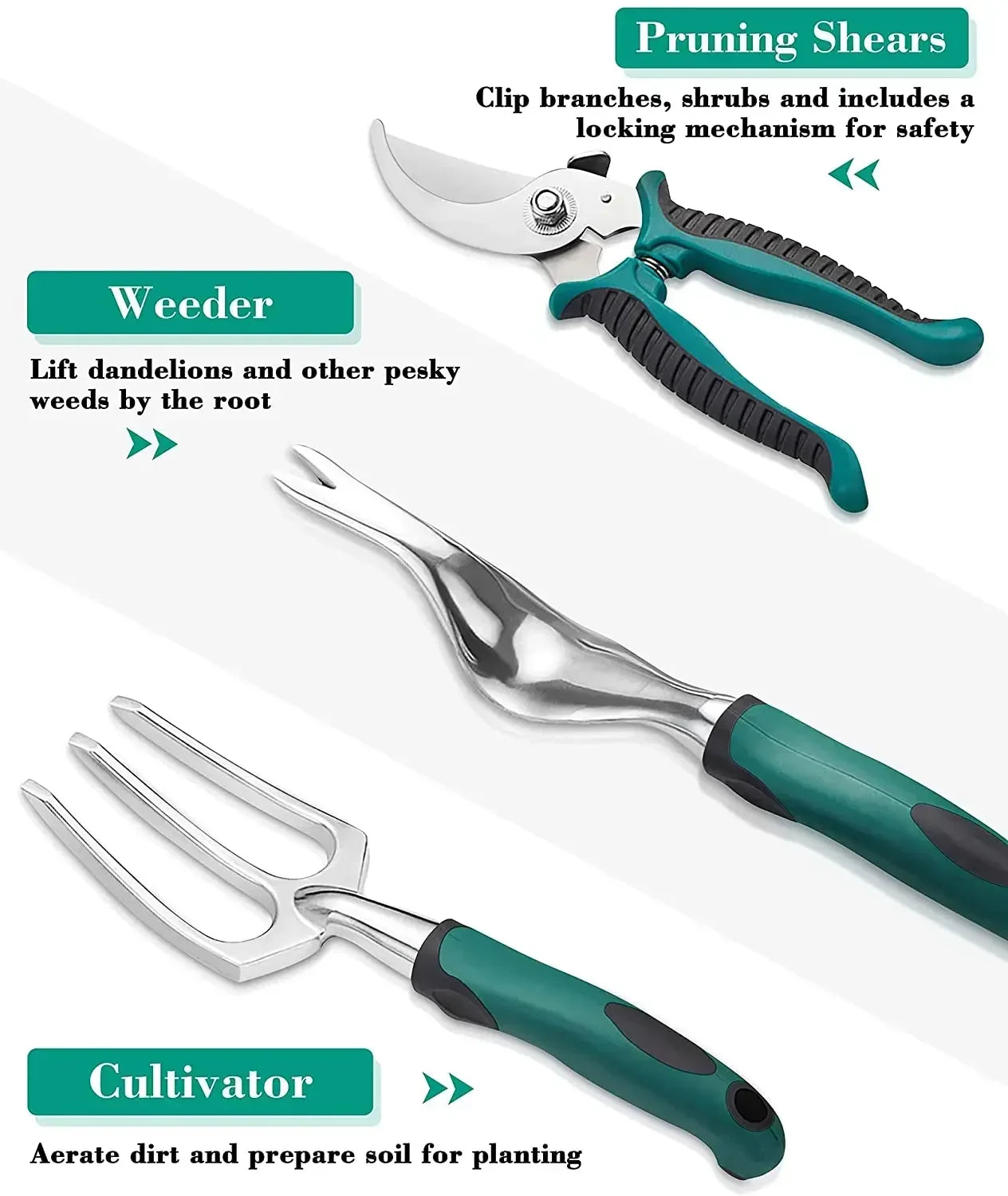 11-teiliges Gartenwerkzeug-Starter-Kit aus Aluminiumlegierungsstahl mit Gartentasche Outdoor-Handwerkzeug-Set für die Gartenbepflanzung