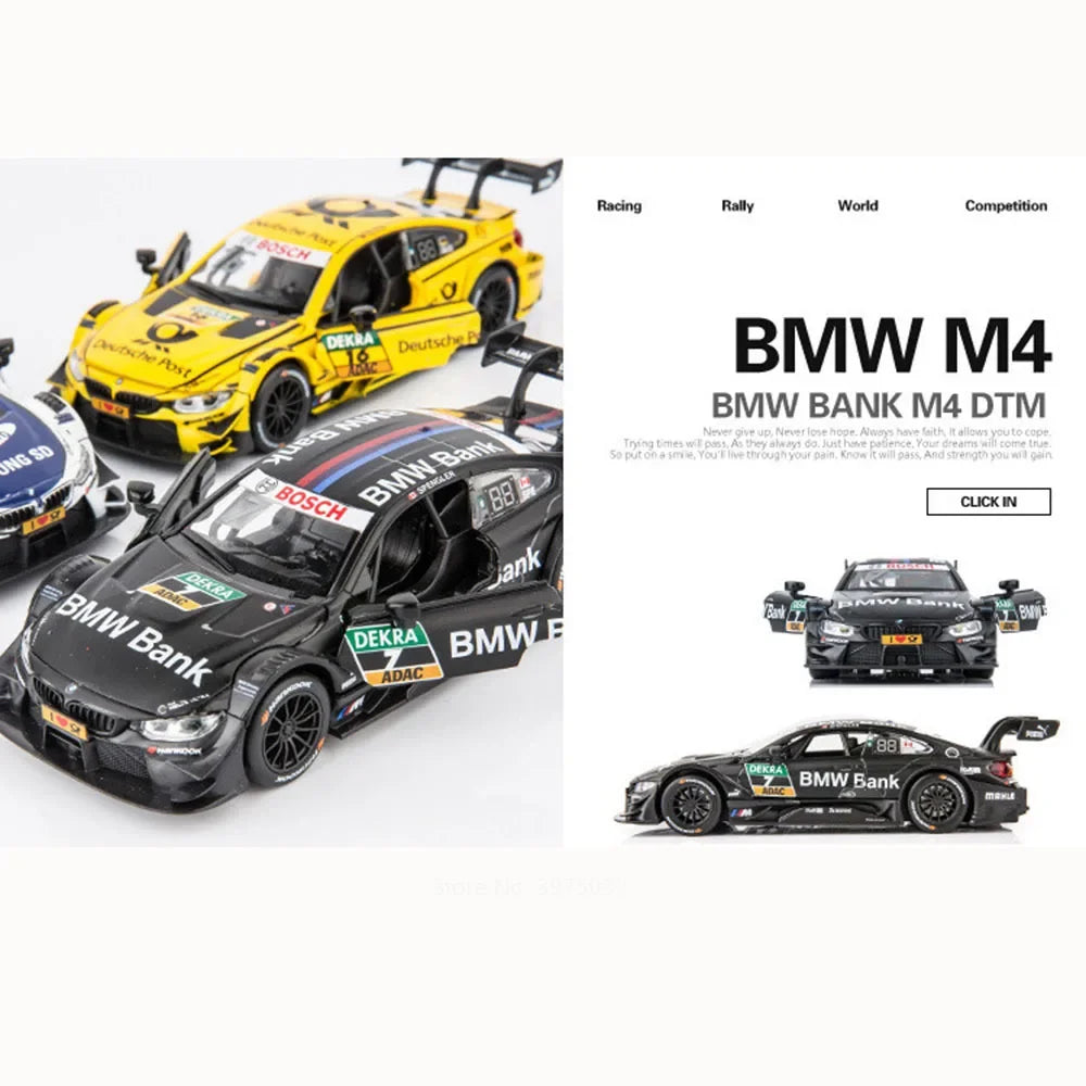 1:32 BMW M4 DTM Modellauto – Pull Back Sportwagen mit Sound & Licht