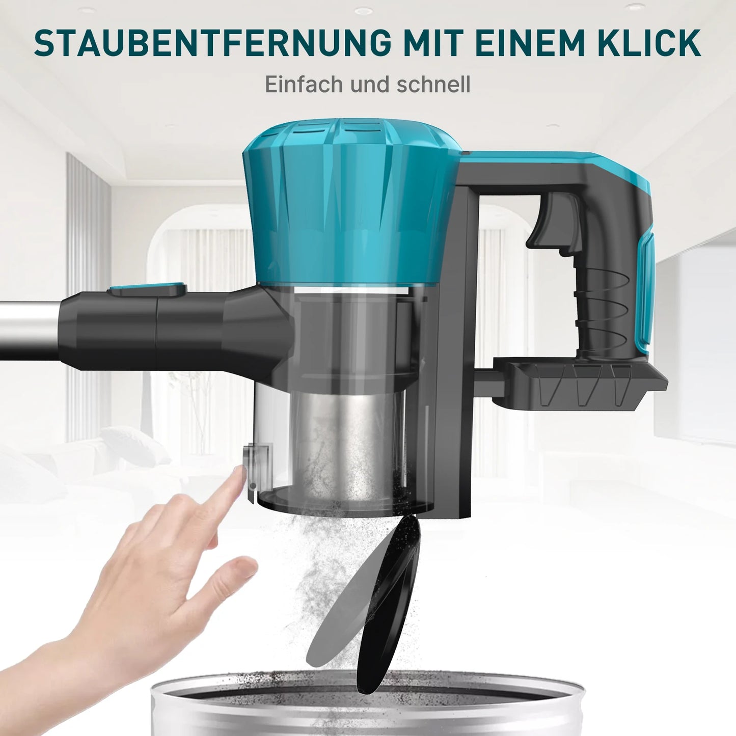 Akku-Staubsauger 30KPa (550W) mit 2 Akkus – Für Teppich, Hartboden & Tierhaare