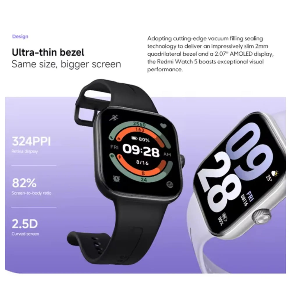 Xiaomi Redmi Watch 5: 2.07" AMOLED-Display, 5-System-GNSS & Bluetooth-Anrufe