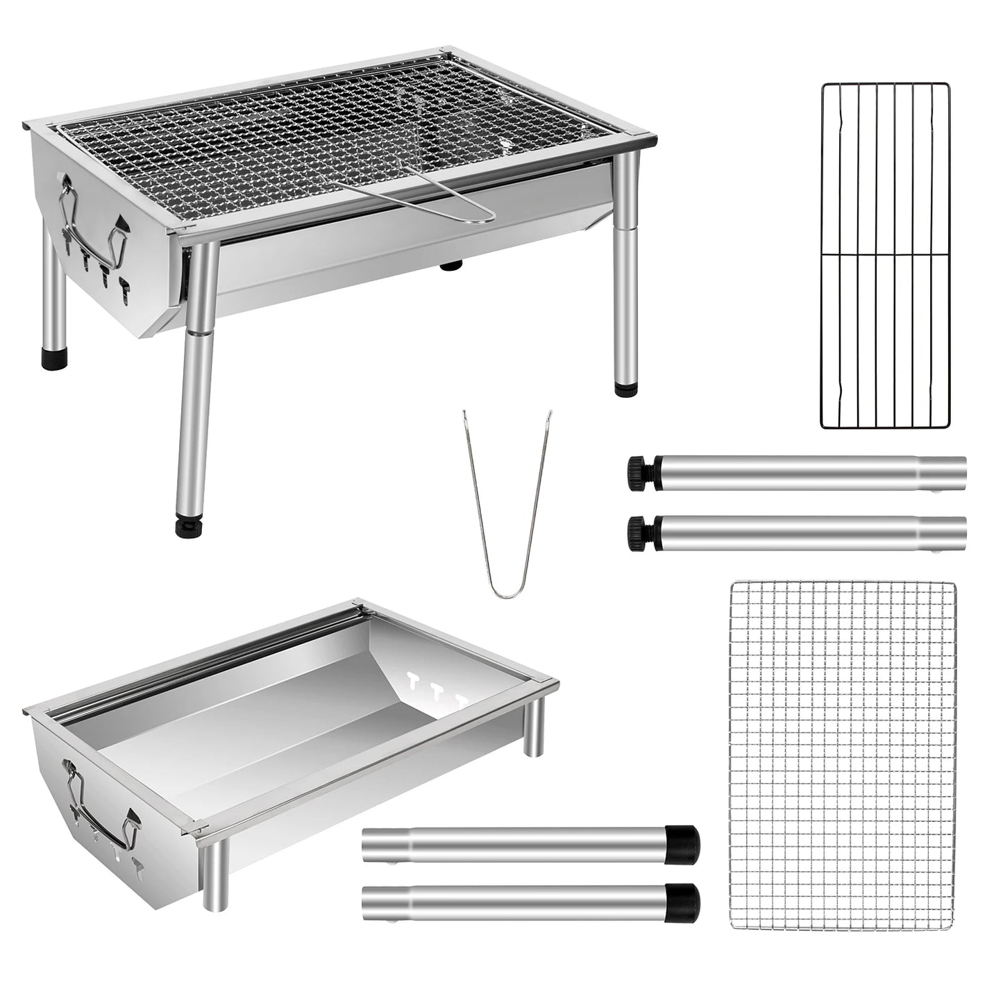 Edelstahl Holzkohle-Picknickgrill – Klein, tragbar & abnehmbar
