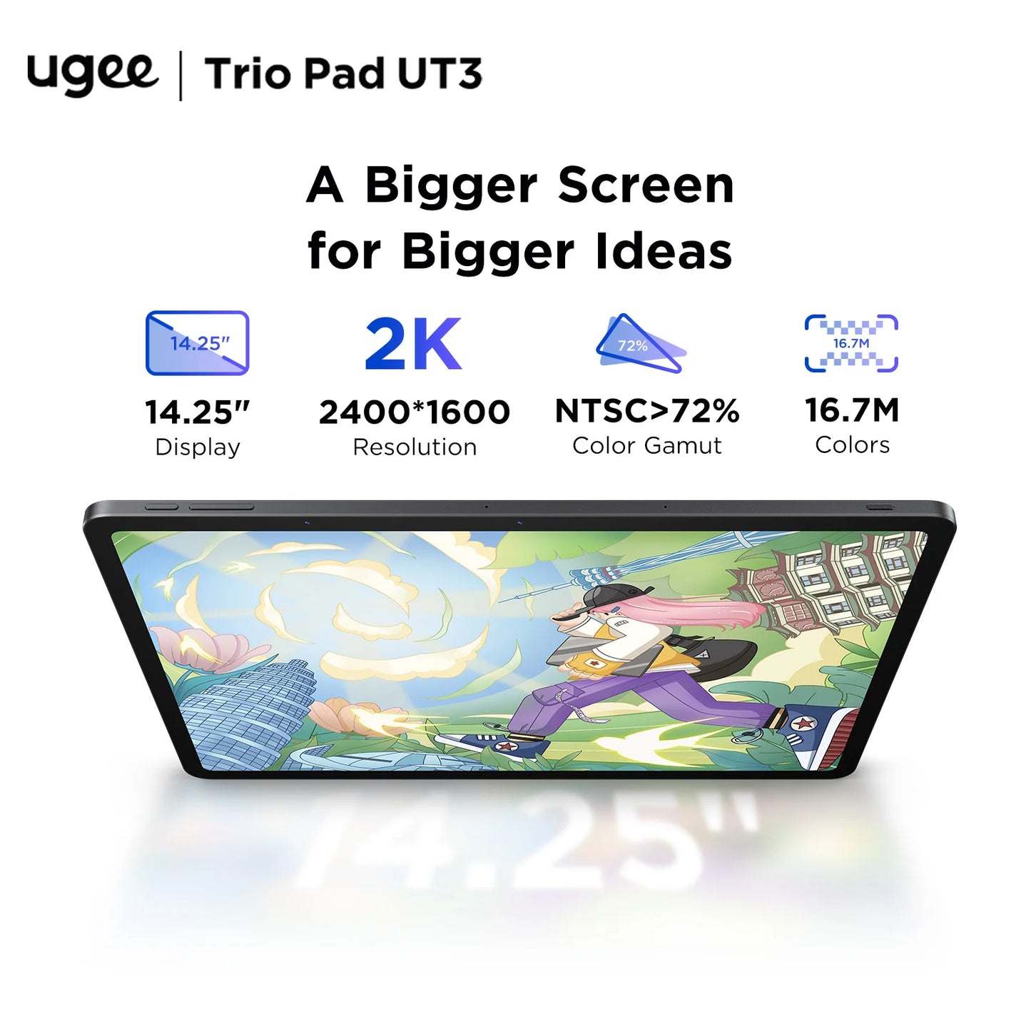 UT3 Fun Drawing Pad: 14,25 Zoll 2.4K Android 14 Grafiktablett-Monitor
