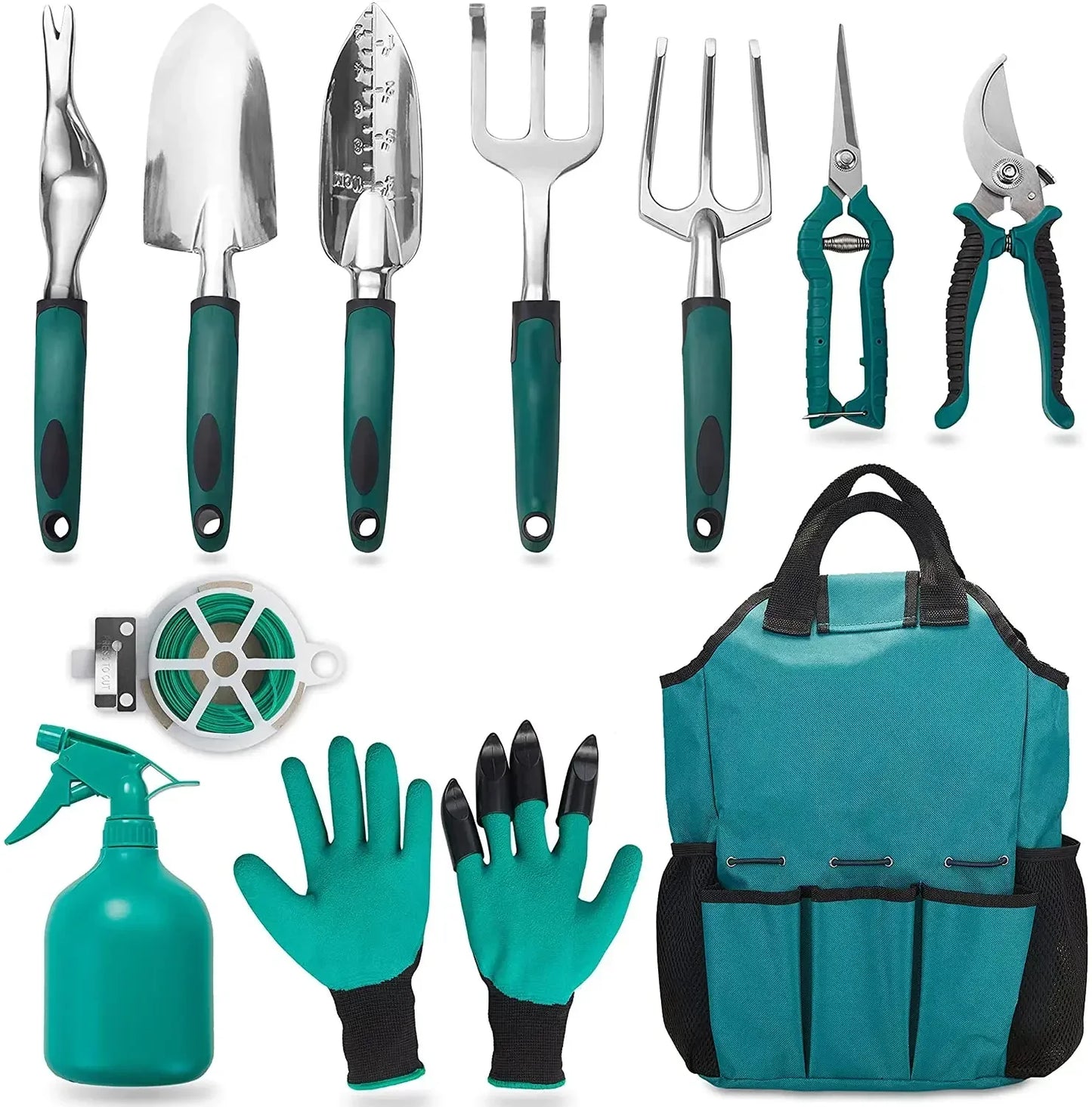11-teiliges Gartenwerkzeug-Starter-Kit aus Aluminiumlegierungsstahl mit Gartentasche Outdoor-Handwerkzeug-Set für die Gartenbepflanzung