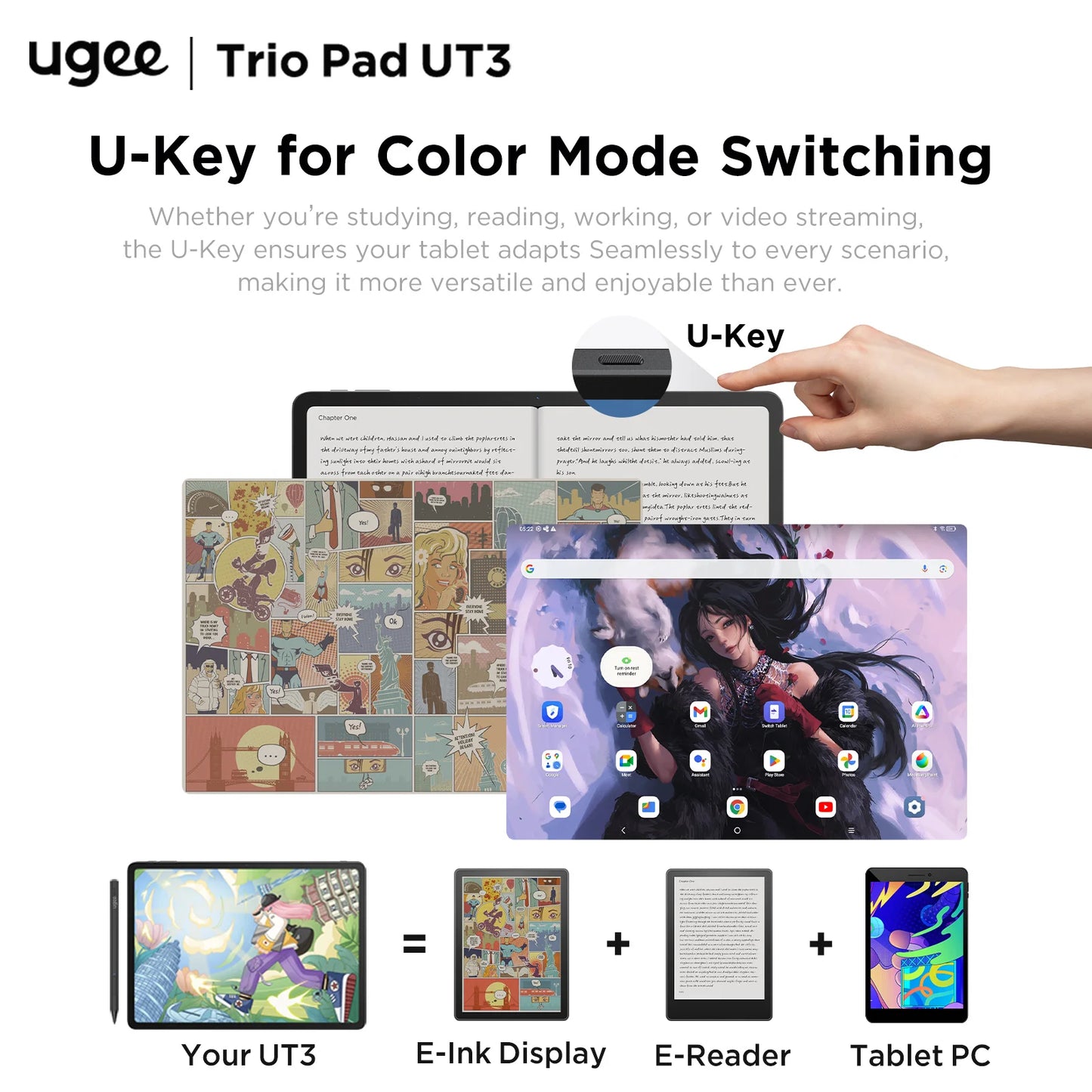 UT3 Fun Drawing Pad: 14,25 Zoll 2.4K Android 14 Grafiktablett-Monitor