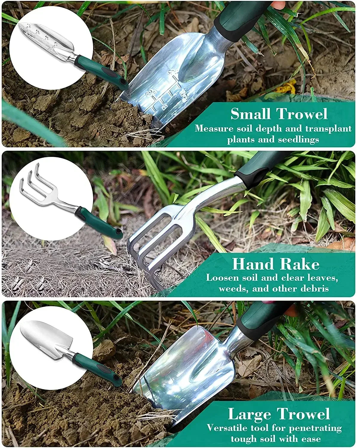 11-teiliges Gartenwerkzeug-Starter-Kit aus Aluminiumlegierungsstahl mit Gartentasche Outdoor-Handwerkzeug-Set für die Gartenbepflanzung