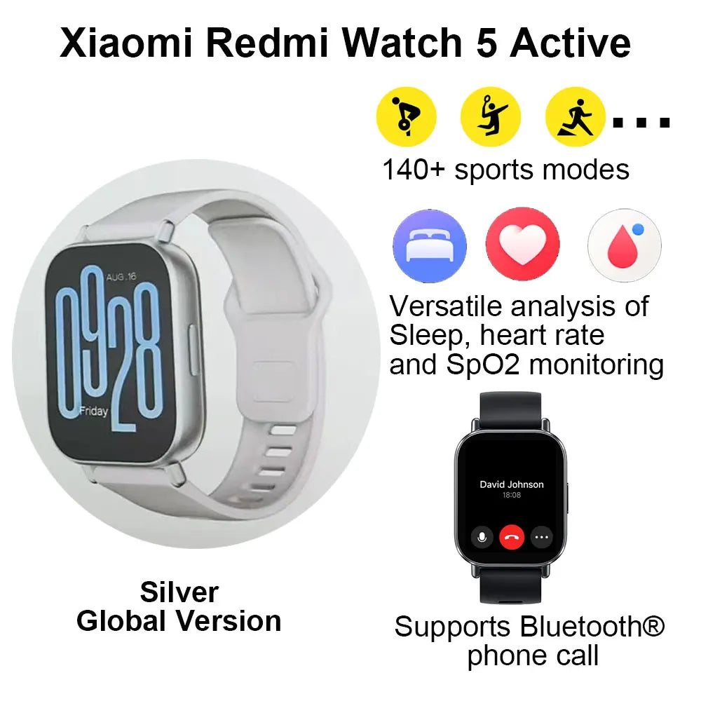 Xiaomi Redmi Watch 5 Active: Smartwatch mit Bluetooth 5.3, Blutsauerstoff & 2 Zoll LCD