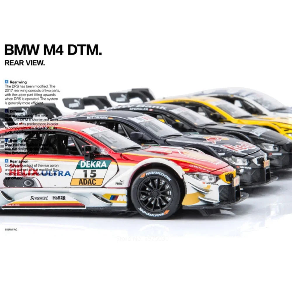1:32 BMW M4 DTM Modellauto – Pull Back Sportwagen mit Sound & Licht