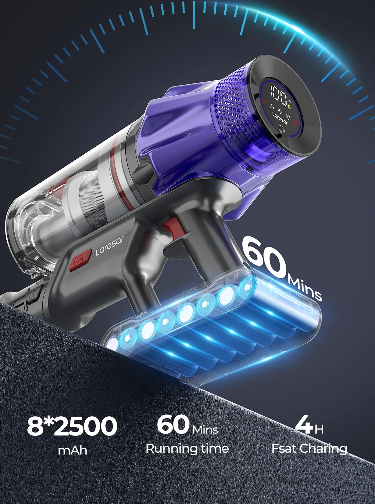 Laresar V7 500W 50000PA Akku-Staubsauger - Trasti