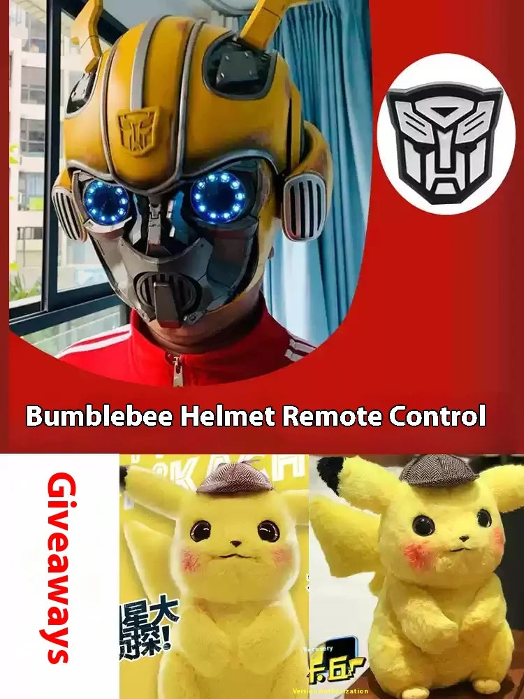 Transformers Bumblebee Helm 1:1 – Tragbares Sammlerstück mit Lautsprecher, Veränderbarem Gesicht & Modellfunktion