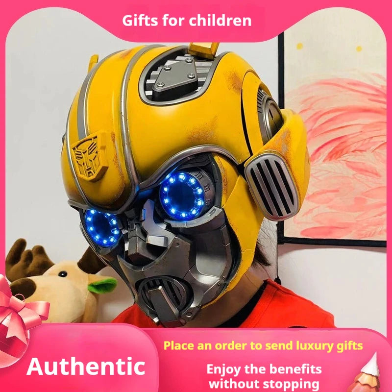 Transformers Bumblebee Helm 1:1 – Tragbares Sammlerstück mit Lautsprecher, Veränderbarem Gesicht & Modellfunktion