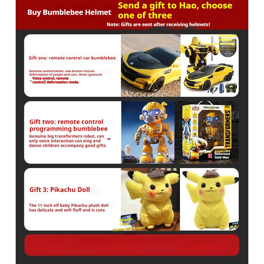 Transformers Bumblebee Helm 1:1 – Tragbares Sammlerstück mit Lautsprecher, Veränderbarem Gesicht & Modellfunktion