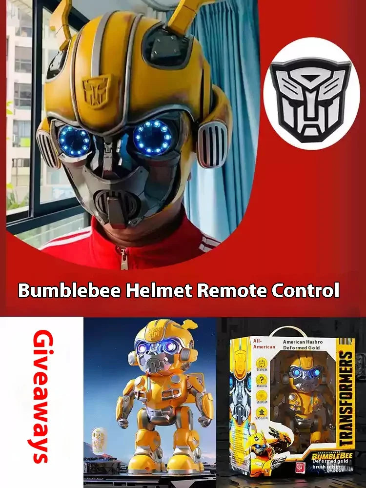 Transformers Bumblebee Helm 1:1 – Tragbares Sammlerstück mit Lautsprecher, Veränderbarem Gesicht & Modellfunktion