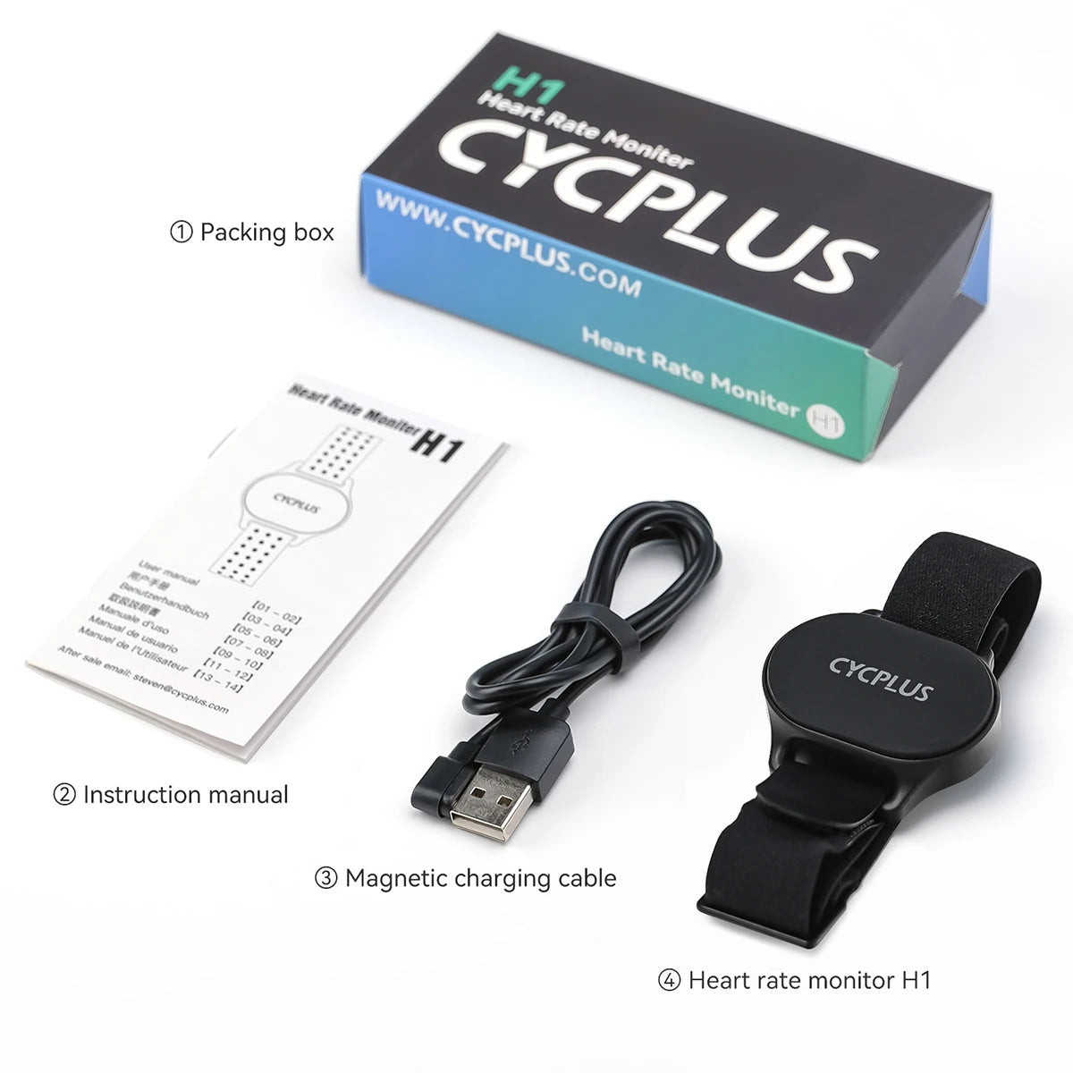 CYCPLUS Herzfrequenzsensor Armband – Bluetooth & ANT+ Fitnessmonitor für Garmin, Wahoo & GPS Fahrradcomputer