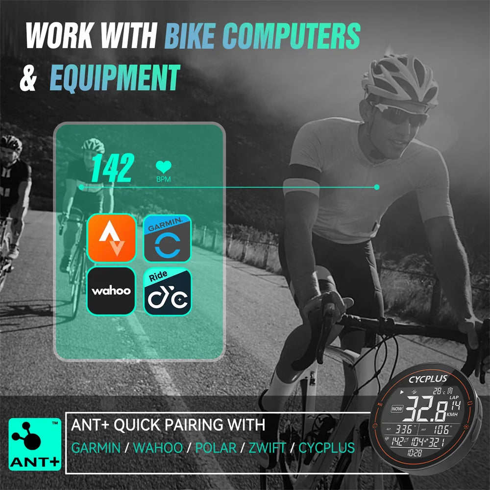 CYCPLUS Herzfrequenzsensor Armband – Bluetooth & ANT+ Fitnessmonitor für Garmin, Wahoo & GPS Fahrradcomputer
