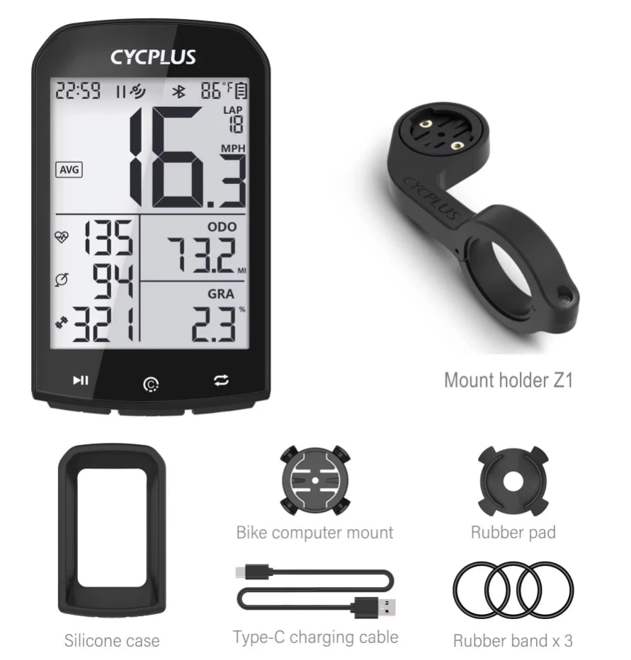 CYCPLUS M1 GPS Fahrradcomputer – Bluetooth 5.0 & ANT+ Geschwindigkeitsmesser für Garmin & Zwift