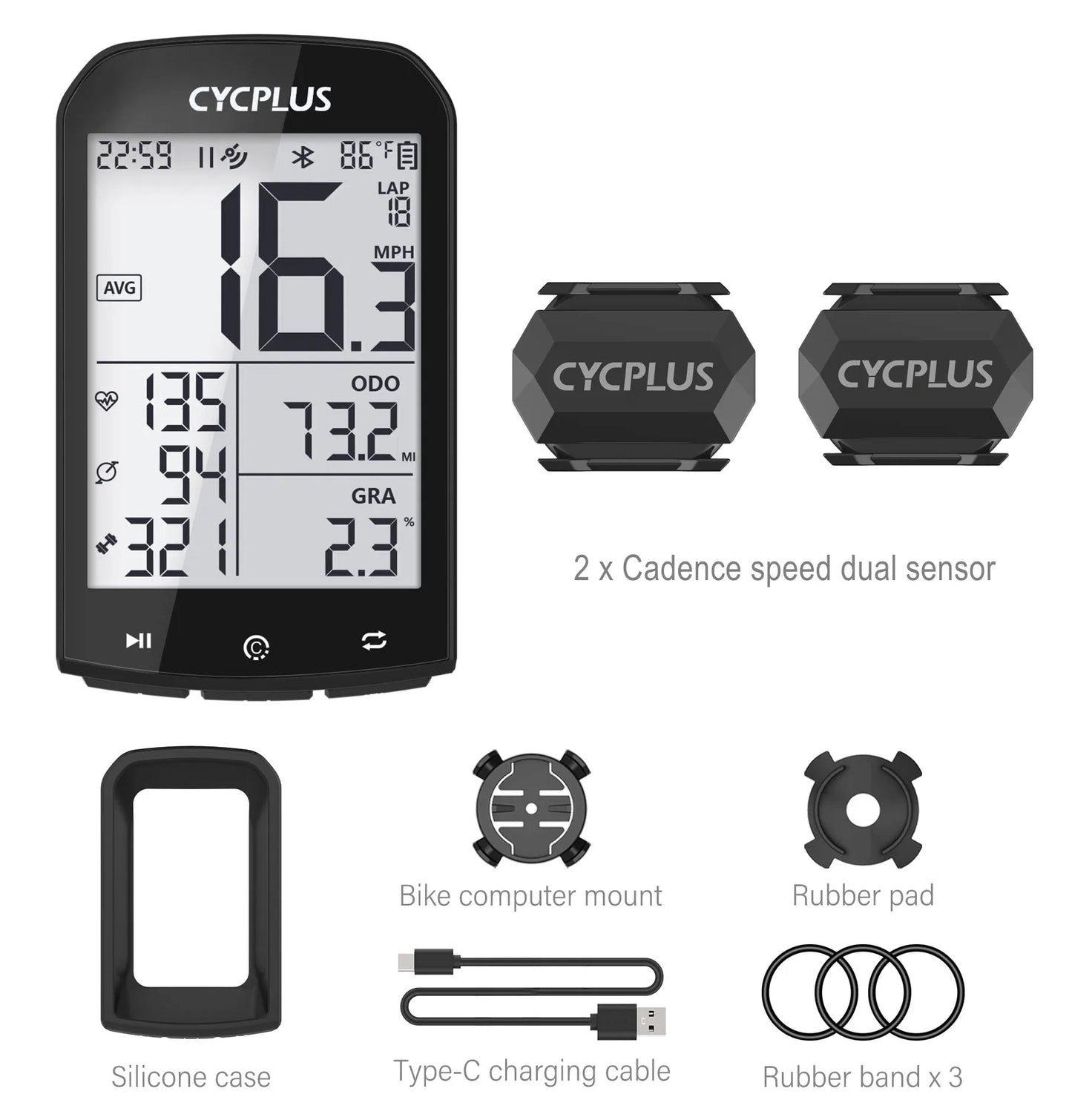 CYCPLUS M1 GPS Fahrradcomputer – Bluetooth 5.0 & ANT+ Geschwindigkeitsmesser für Garmin & Zwift
