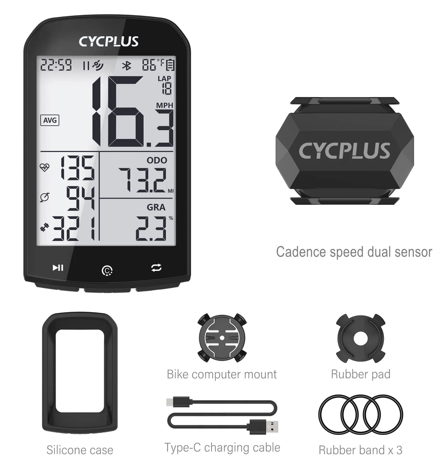 CYCPLUS M1 GPS Fahrradcomputer – Bluetooth 5.0 & ANT+ Geschwindigkeitsmesser für Garmin & Zwift