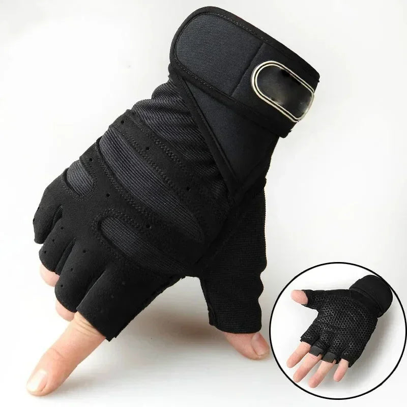 Outdoor Sporthandschuhe – Fingerlos mit Handgelenkschutz für Männer & Frauen (Fitness, Radfahren, Boxen)