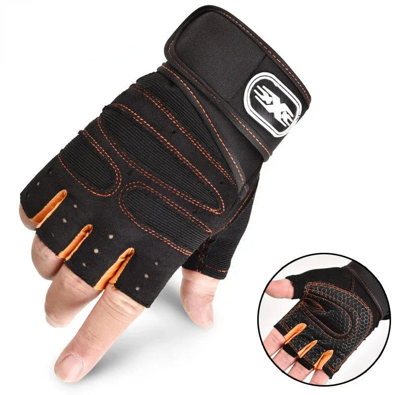 Outdoor Sporthandschuhe – Fingerlos mit Handgelenkschutz für Männer & Frauen (Fitness, Radfahren, Boxen)