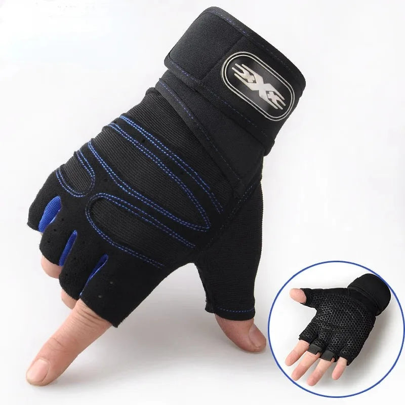 Outdoor Sporthandschuhe – Fingerlos mit Handgelenkschutz für Männer & Frauen (Fitness, Radfahren, Boxen)
