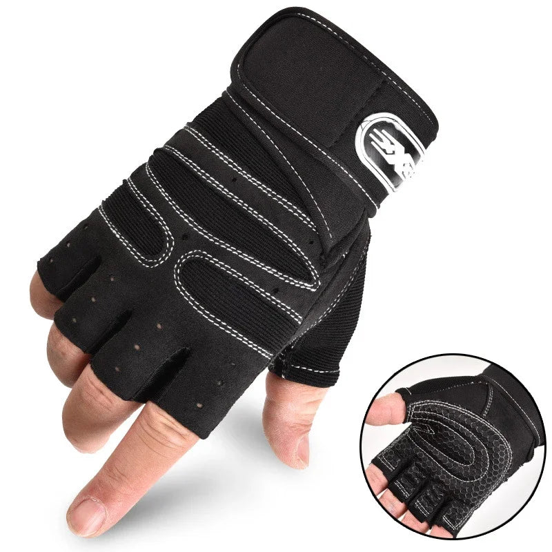Outdoor Sporthandschuhe – Fingerlos mit Handgelenkschutz für Männer & Frauen (Fitness, Radfahren, Boxen)