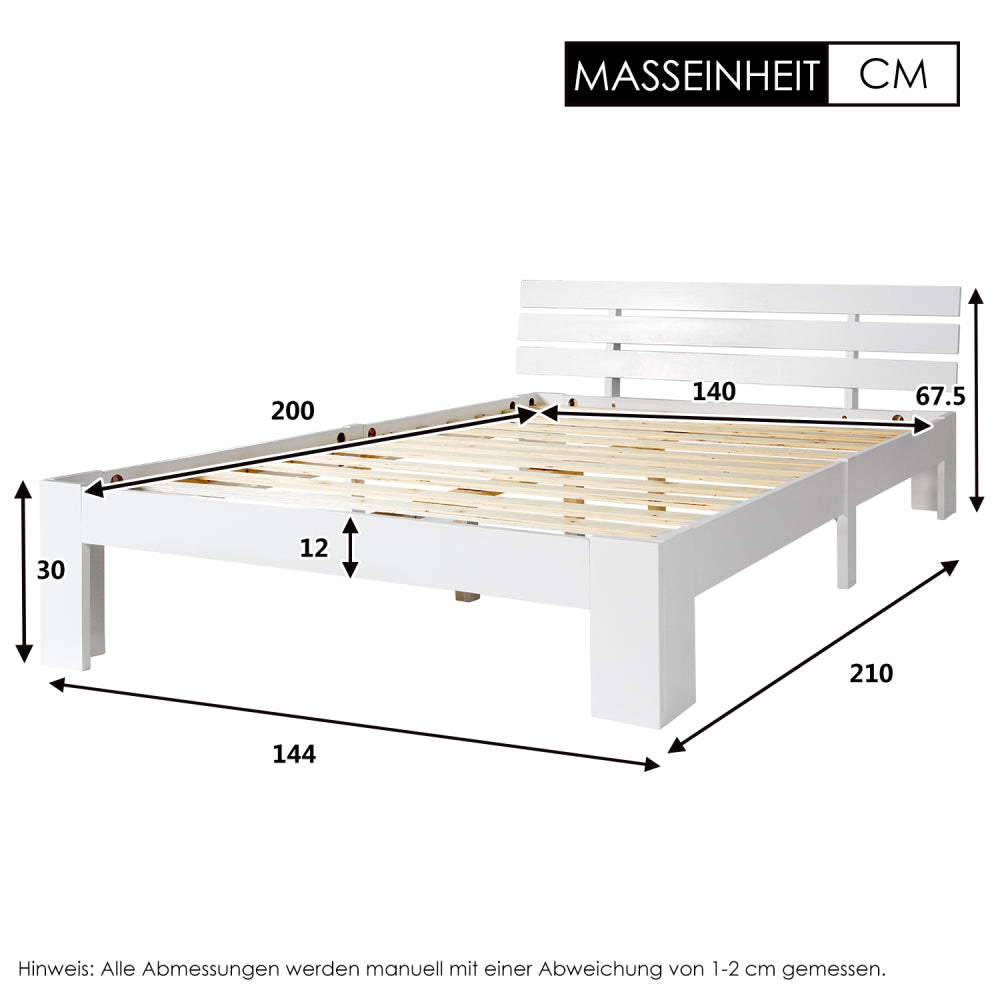 Gepolstertes Doppelbett (140/90x200 cm) mit verstellbarem Kopfteil – Modern & Stilvoll