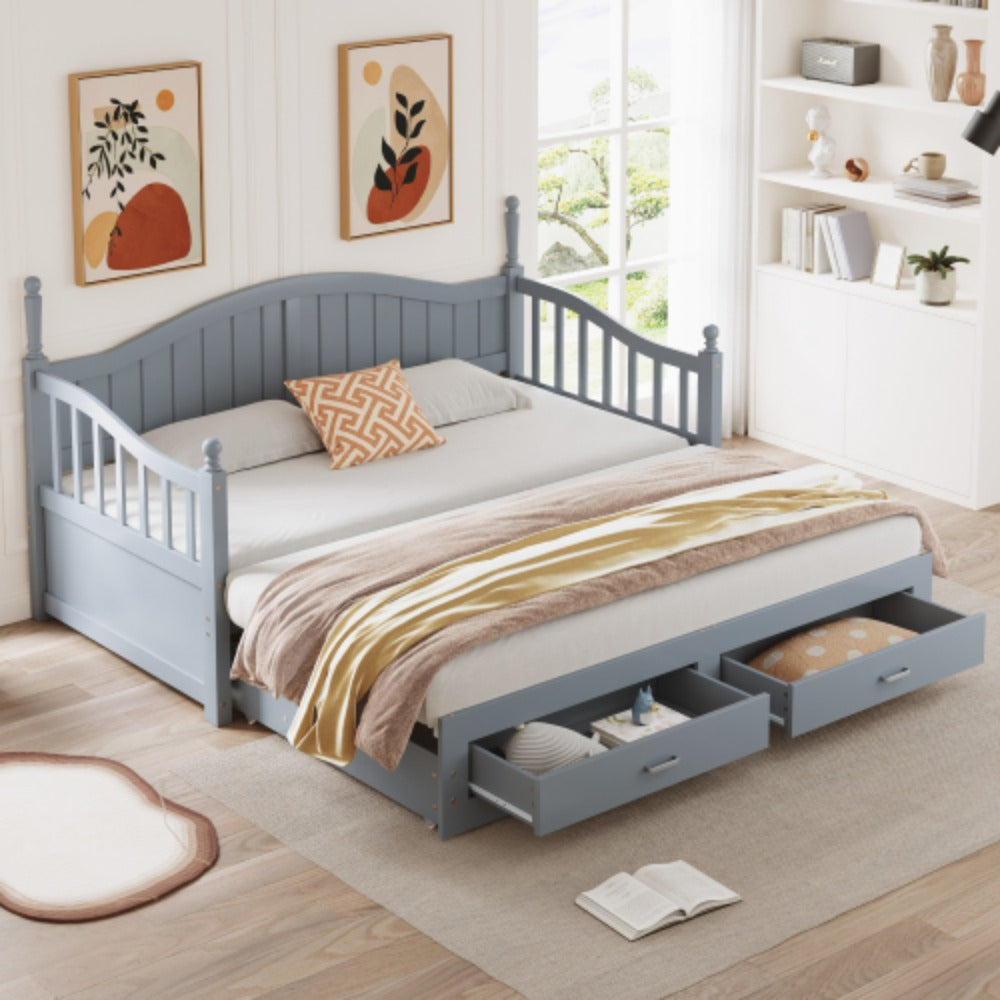 Multifunktionales Kiefernholz Klappbett – Doppelbett/Schlafsofa (90/180x190 cm)