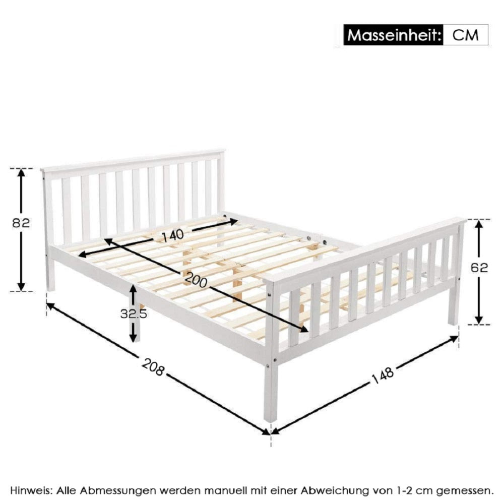 Gepolstertes Doppelbett (140/90x200 cm) mit verstellbarem Kopfteil – Modern & Stilvoll
