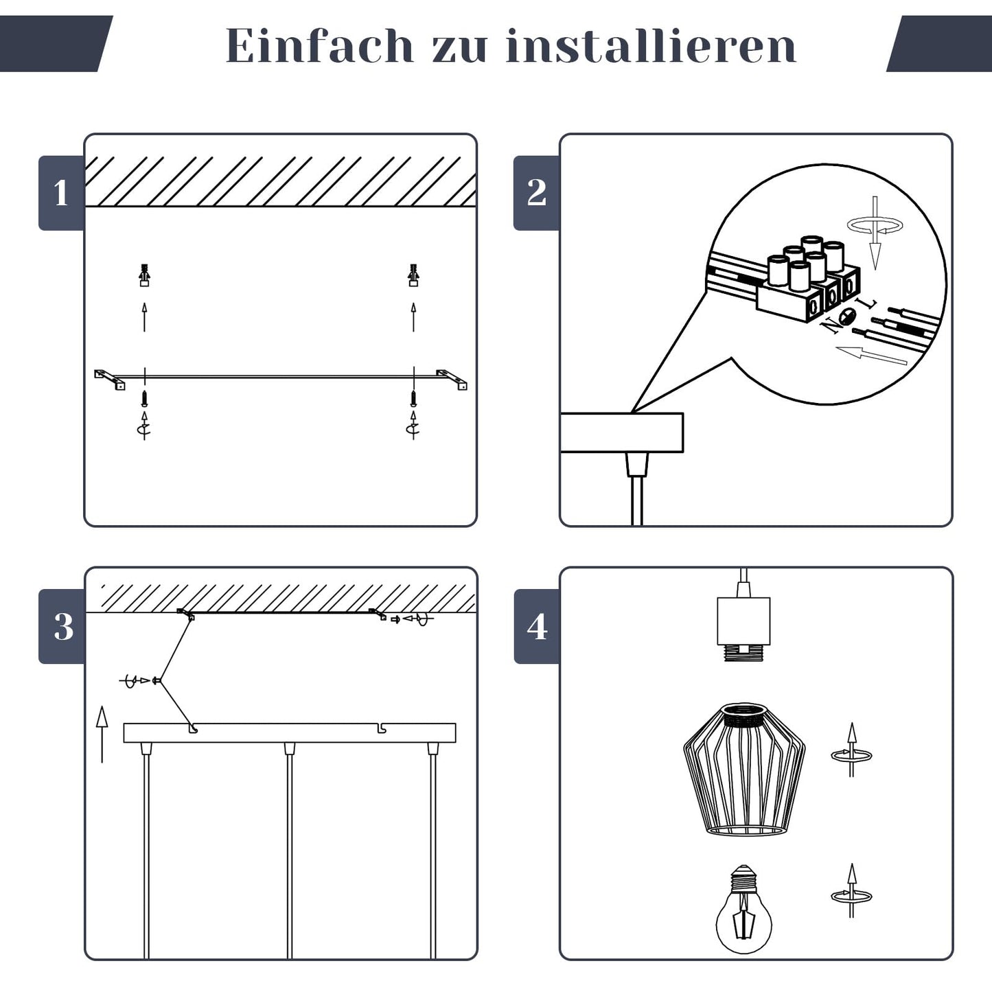 Schwarze 3-flammige LED Hängelampe – Retro Käfig Pendelleuchte für Esszimmer
