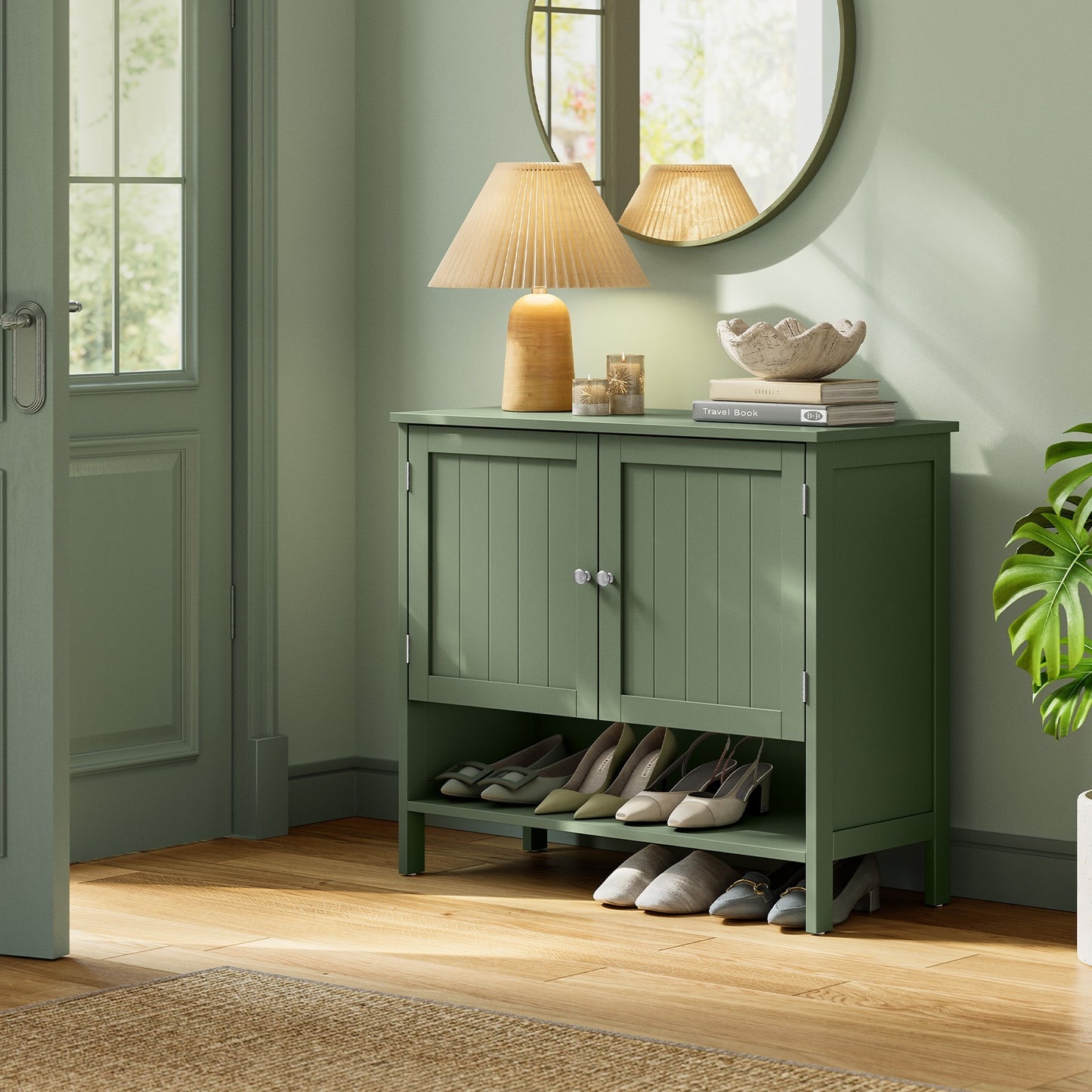 Schuhschrank im modernen Landhausstil, mit höhenverstellbaren Einlegeböden, 35 x 80 x 70 cm