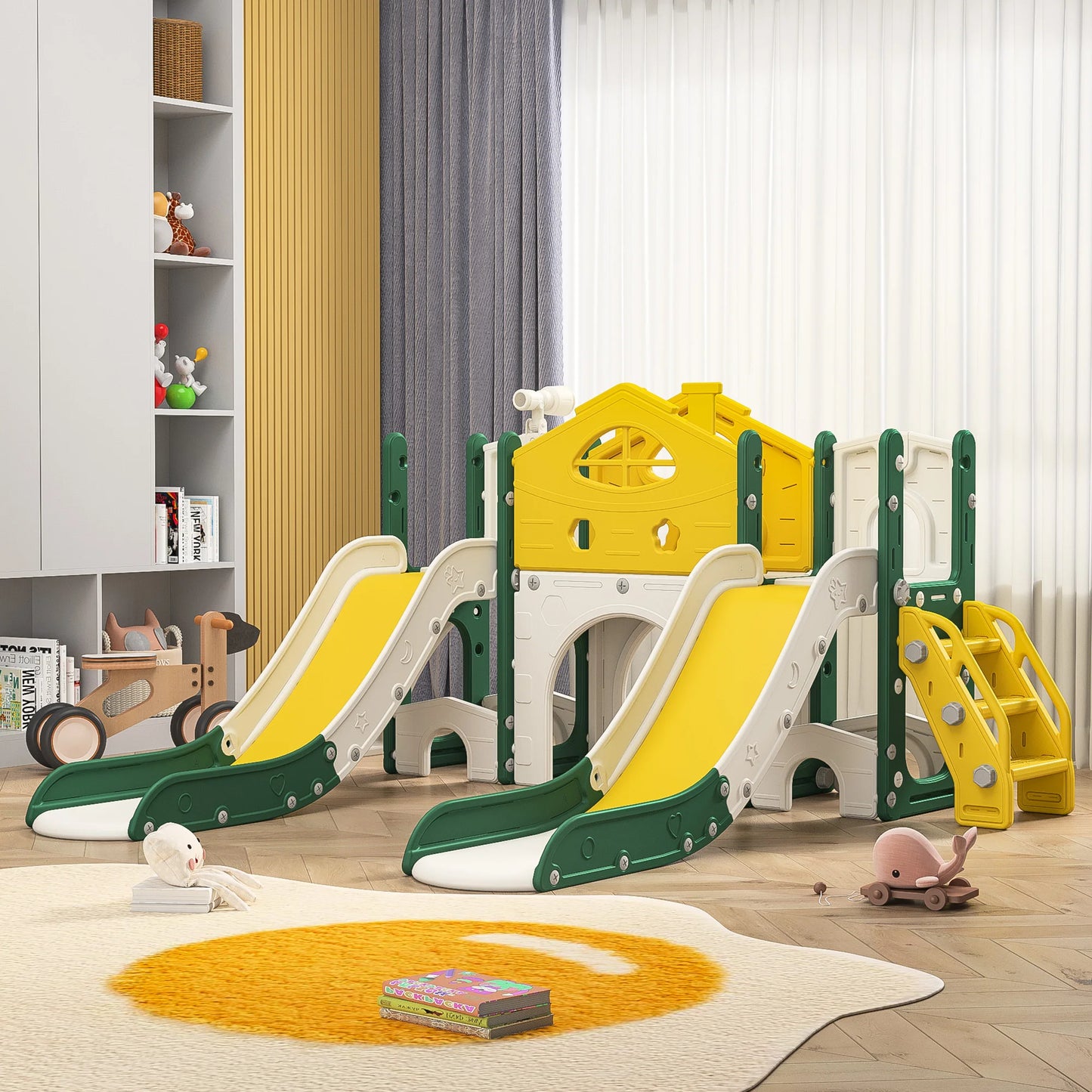 7-in-1 Kinder-Doppelrutsche