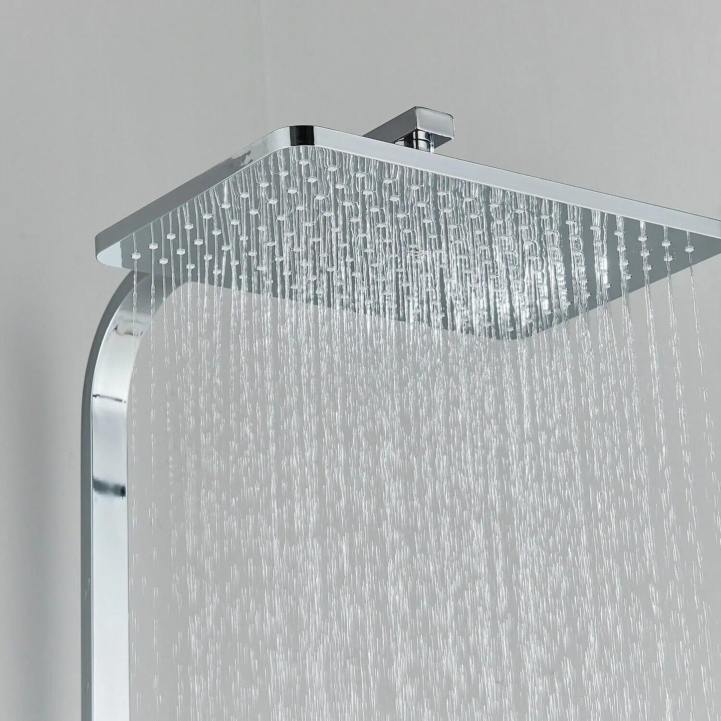 Messing-Duscharmatur Set Regen-Badewannenarmatur mit Badezimmerregal 4 Funktionen Höhenverstellbarer