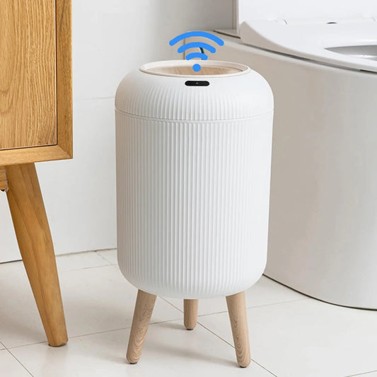 Automatischer Mülleimer mit Deckel, kleiner intelligenter Mülleimer aus Kunststoff, Bewegungssensor-Mülleimer für Schlafzimmer, Badezimmer, Küche, Büro