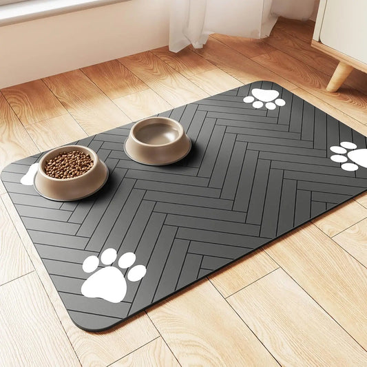 Haustierfütterungsmatte-absorbierendes Haustier-Tischset für Futter- und Wassernapf, mit wasserdichter Gummirückseite, schnell trocknende Wassermatte für Hund Katze