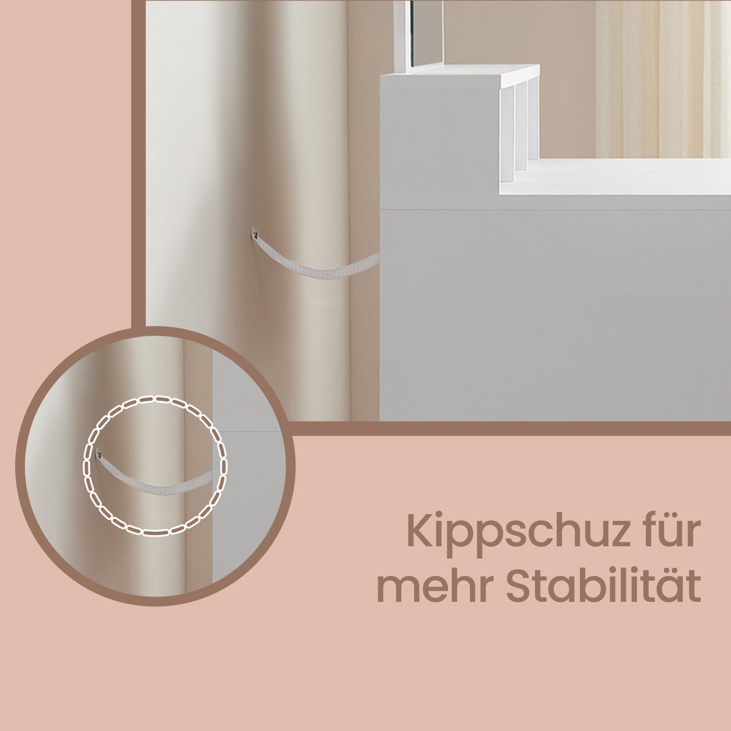 Schminktisch mit Großem Spiegel & 2 Schubladen