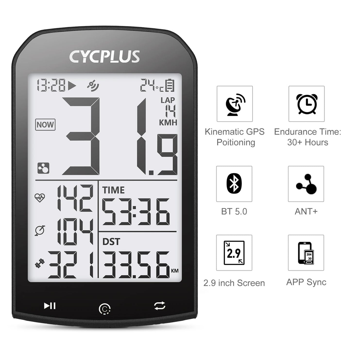 CYCPLUS M1 GPS Fahrradcomputer – Bluetooth 5.0 & ANT+ Geschwindigkeitsmesser für Garmin & Zwift