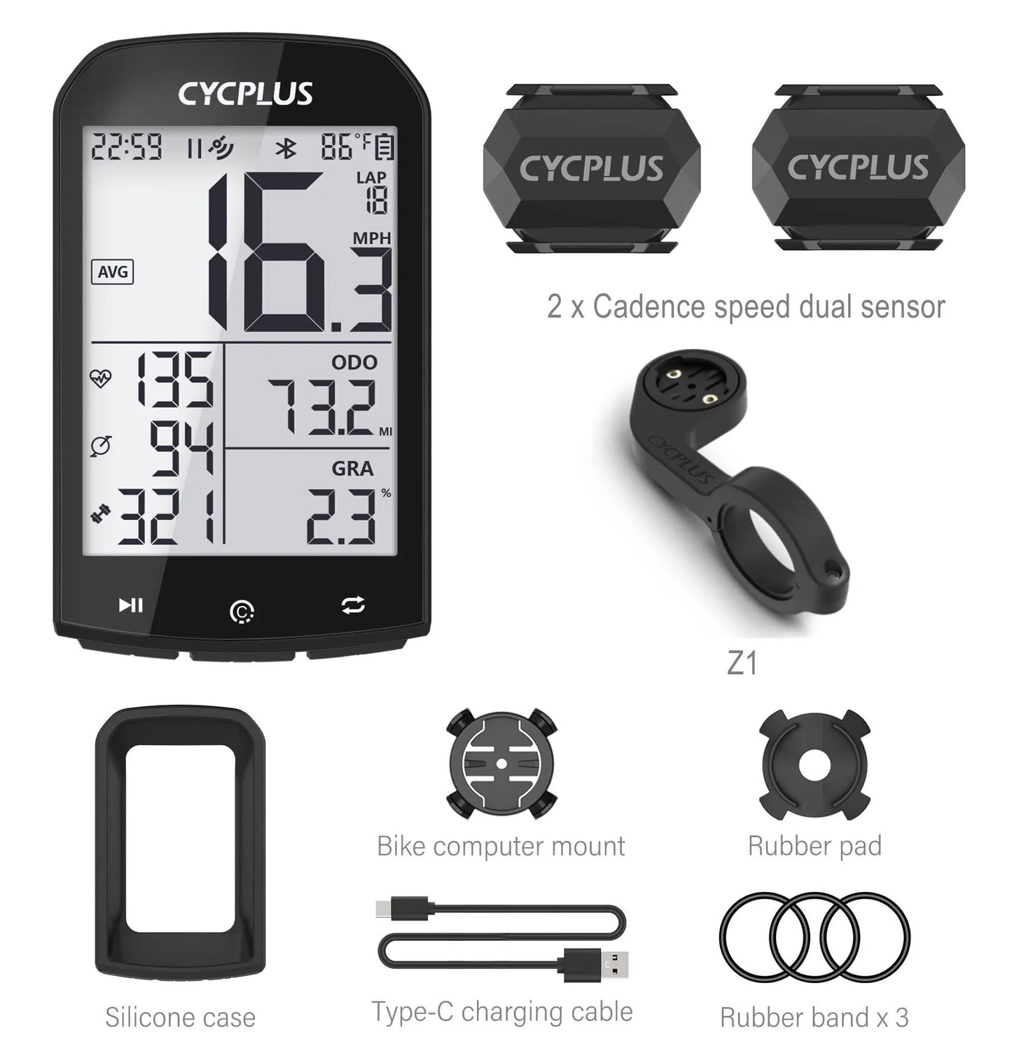 CYCPLUS M1 GPS Fahrradcomputer – Bluetooth 5.0 & ANT+ Geschwindigkeitsmesser für Garmin & Zwift